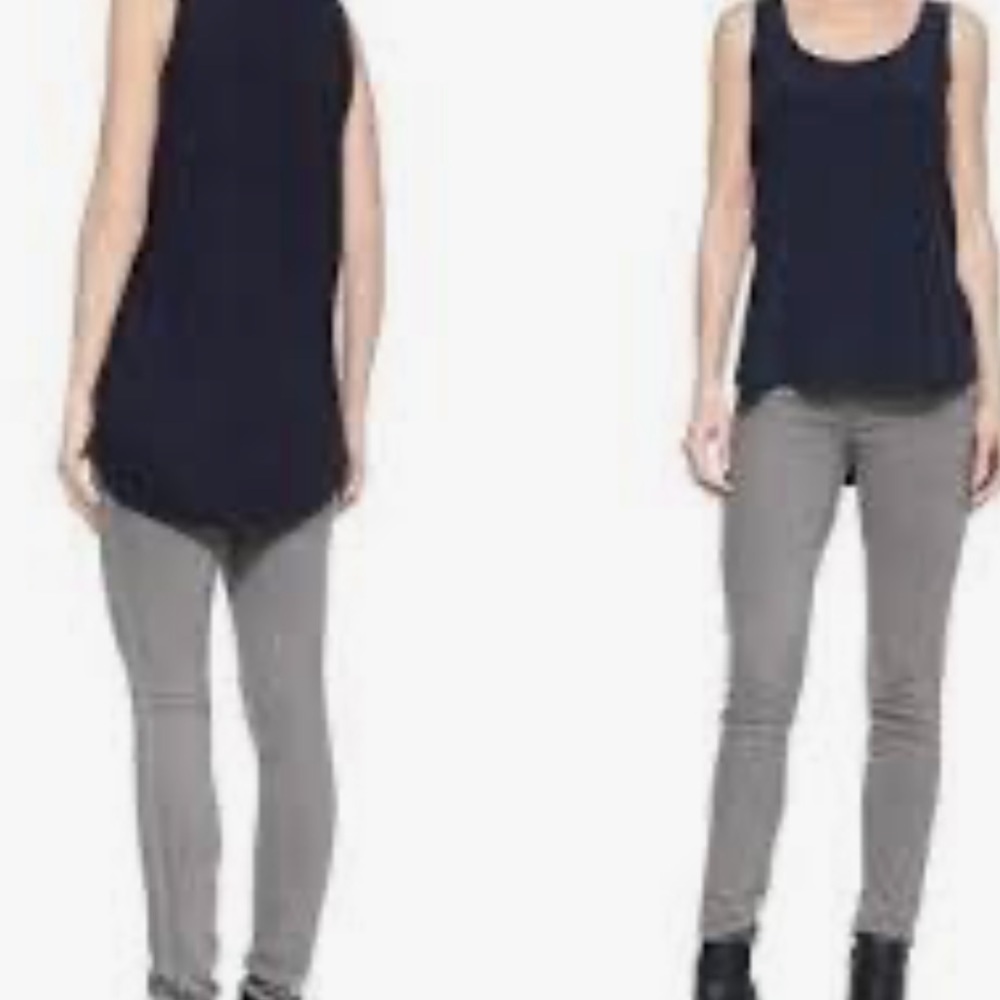 Vince Hi Low Black Scoop Neck Tank Top  Size L